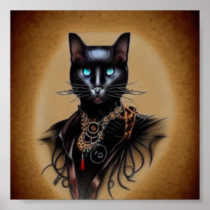 Steampunk zwarte panter poster