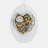 Steampunkhart met een manometer glas ornament (Voorkant links)