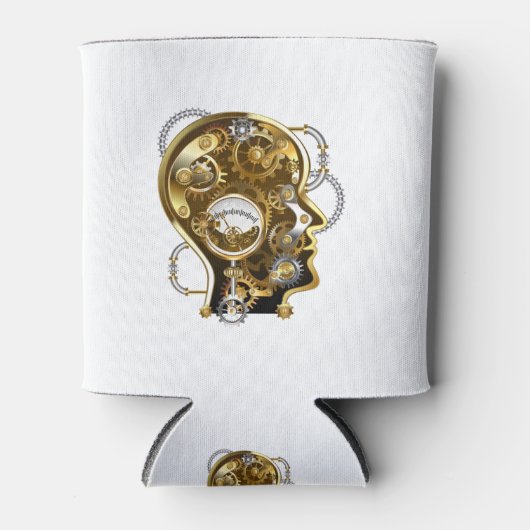 Steampunkhoofd met manometer blikjeskoeler (Voorkant)