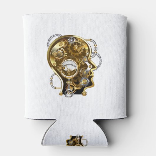 Steampunkhoofd met manometer blikjeskoeler (Achterkant)