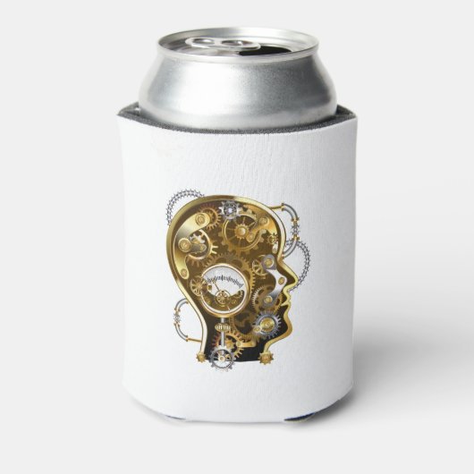 Steampunkhoofd met manometer blikjeskoeler (Blikje Achterkant)