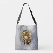 Steampunkhoofd met manometer crossbody tas (Achterkant)