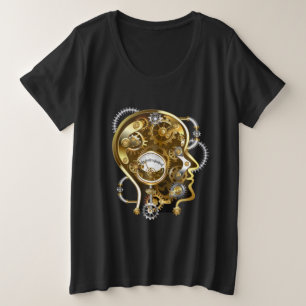 Steampunkhoofd met manometer grote maat t-shirt
