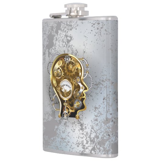 Steampunkhoofd met manometer heupfles (Links)