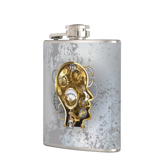 Steampunkhoofd met manometer heupfles (Links)