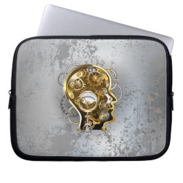 Steampunkhoofd met manometer laptop sleeve