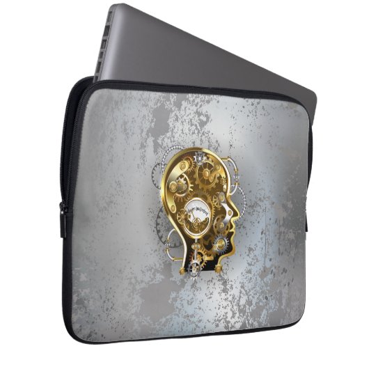 Steampunkhoofd met manometer laptop sleeve (Voorkant Rechts)