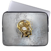 Steampunkhoofd met manometer laptop sleeve (Voorkant)