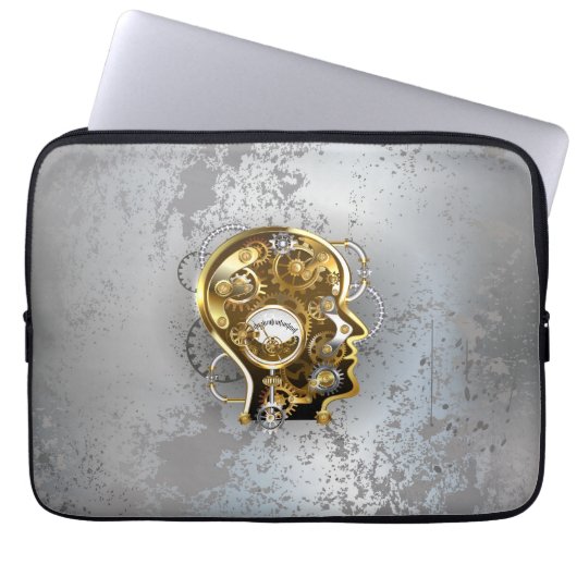 Steampunkhoofd met manometer laptop sleeve (Voorkant)
