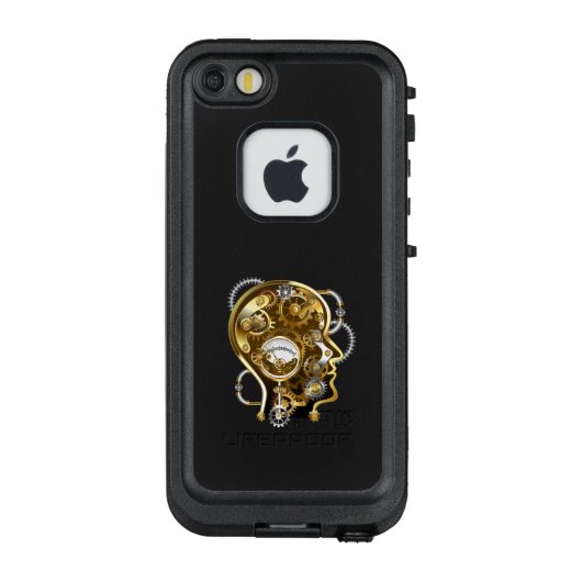 Steampunkhoofd met manometer LifeProof iPhone hoesje (Achterkant)