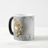 Steampunkhoofd met manometer magische mok (Voorkant links)