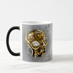 Steampunkhoofd met manometer magische mok