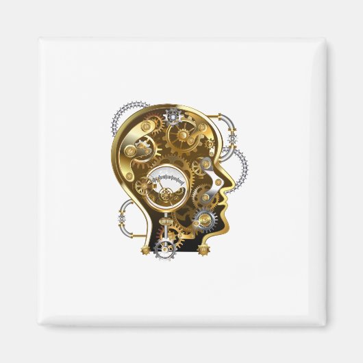 Steampunkhoofd met manometer magneet (Voorkant)