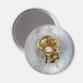 Steampunkhoofd met manometer magneet (Voorkant / Achterkant)