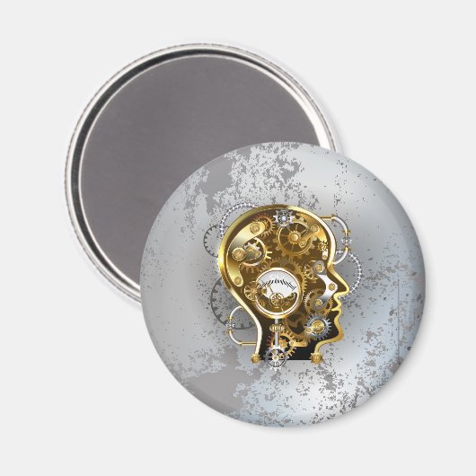 Steampunkhoofd met manometer magneet (Voorkant / Achterkant)