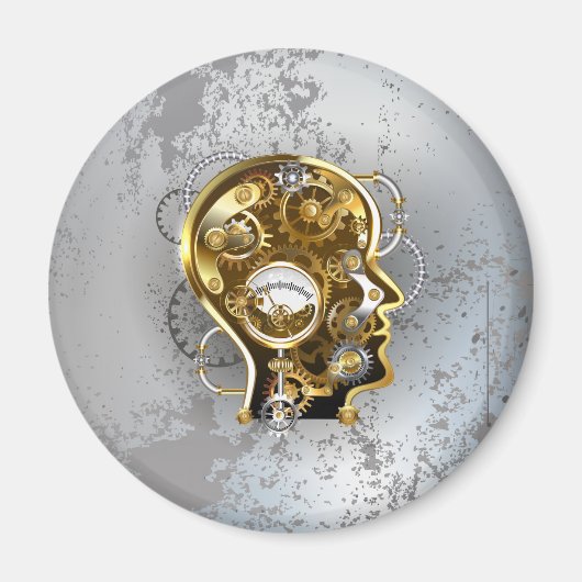 Steampunkhoofd met manometer magneet (Voorkant)