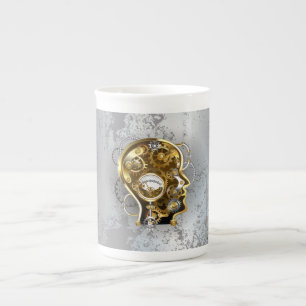 Steampunkhoofd met manometer porselein kop