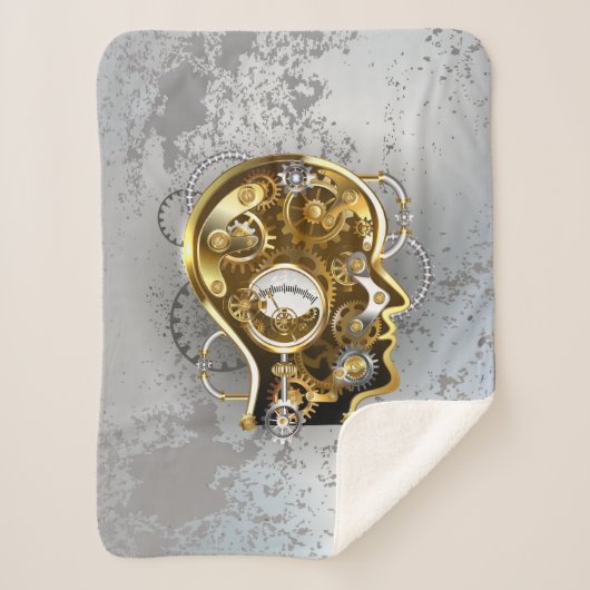 Steampunkhoofd met manometer sherpa deken (Voorkant)