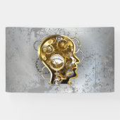 Steampunkhoofd met manometer spandoek (Horizontaal)