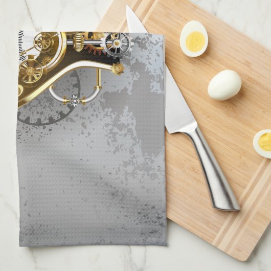 Steampunkhoofd met manometer theedoek (Quarter Fold)