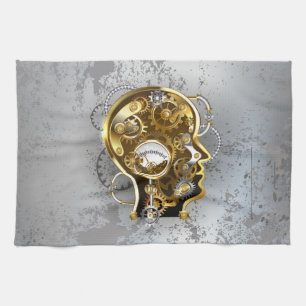 Steampunkhoofd met manometer theedoek