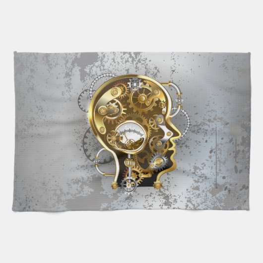 Steampunkhoofd met manometer theedoek (Horizontaal)