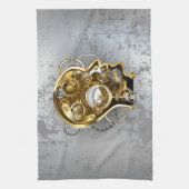 Steampunkhoofd met manometer theedoek (Verticaal)