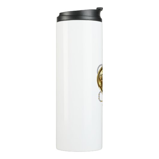 Steampunkhoofd met manometer thermosbeker (Gedraaid links)