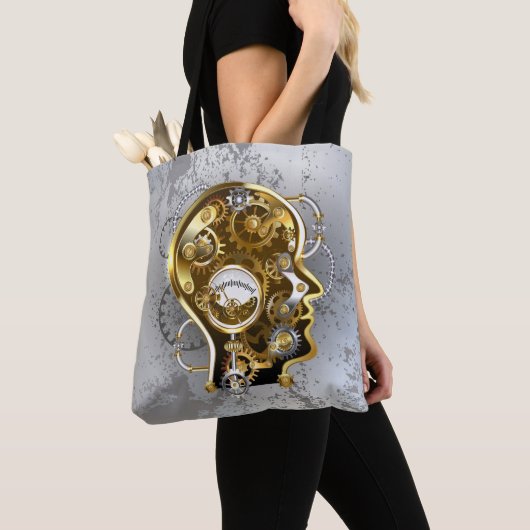 Steampunkhoofd met manometer tote bag (Dichtbij)