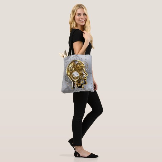 Steampunkhoofd met manometer tote bag (Op model)