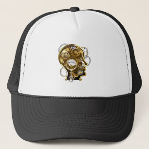Steampunkhoofd met manometer trucker pet