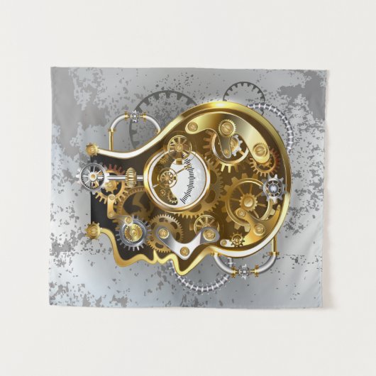 Steampunkhoofd met manometer wandkleed (Voorkant (horizontaal))