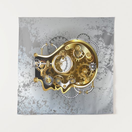 Steampunkhoofd met manometer wandkleed (Voorkant (horizontaal))