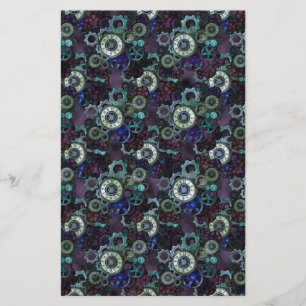 steampunkhorlogeonderdelen - paarse afdruk van Lea Briefpapier