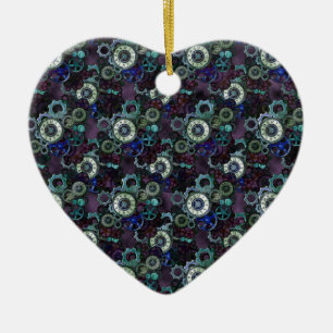 steampunkhorlogeonderdelen - paarse afdruk van Lea Keramisch Ornament