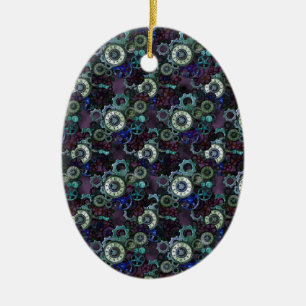 steampunkhorlogeonderdelen - paarse afdruk van Lea Keramisch Ornament