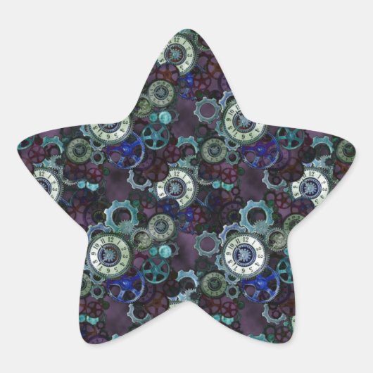 steampunkhorlogeonderdelen - paarse afdruk van Lea Ster Sticker (Voorkant)