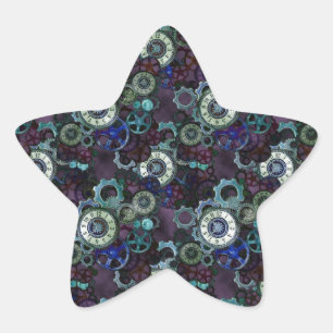 steampunkhorlogeonderdelen - paarse afdruk van Lea Ster Sticker