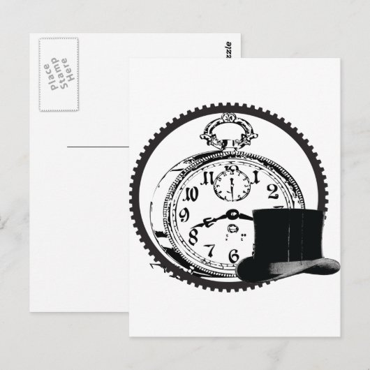 steampunkklok, versnelling, pet briefkaart (Voorkant / Achterkant)