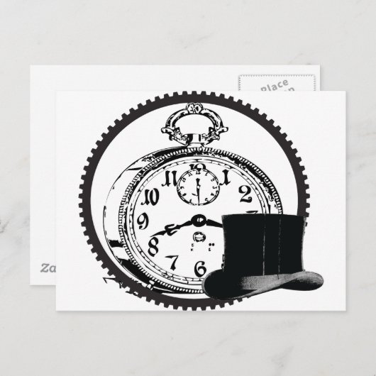 steampunkklok, versnelling, pet briefkaart (Voorkant / Achterkant)