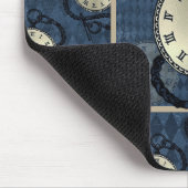 Steampunkklokken en blauwe diamant muismat (Hoek)