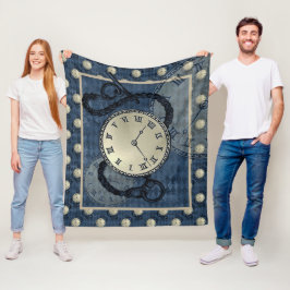 Steampunkklokken en wolkenblauw fleece deken