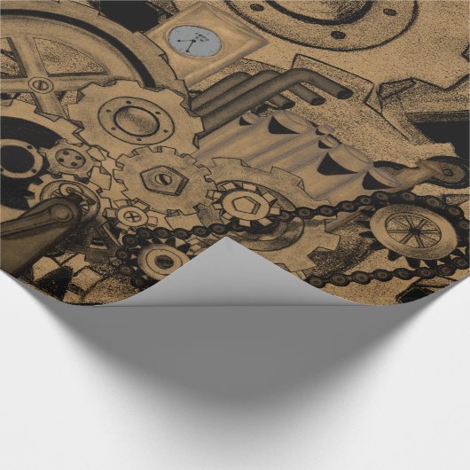 Steampunkmachines (Brassy) Cadeaupapier (Hoek)