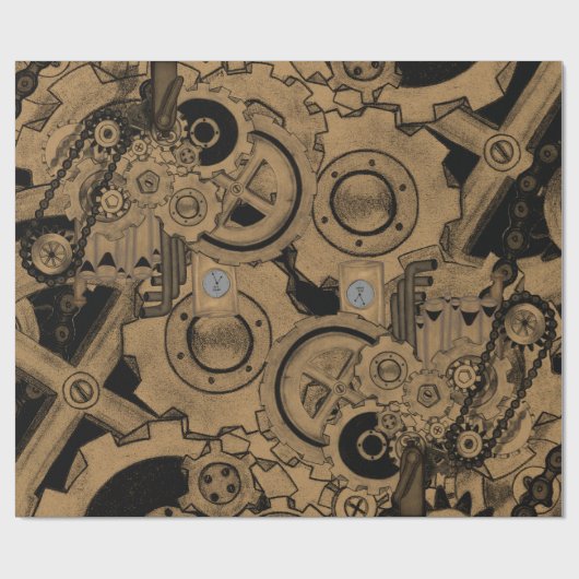 Steampunkmachines (Brassy) Cadeaupapier (Vlak)