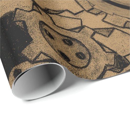 Steampunkmachines (Brassy) Cadeaupapier (Rol Hoek)