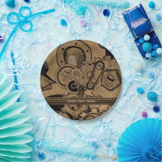 Steampunkmachines (Brassy) Papieren Bordje (Feest)