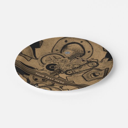 Steampunkmachines (Brassy) Papieren Bordje (Gekanteld)