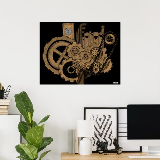 Steampunkmachines (Brassy) Poster (Thuiskantoor)