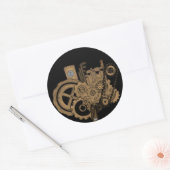 Steampunkmachines (Brassy) Ronde Sticker (Envelop)