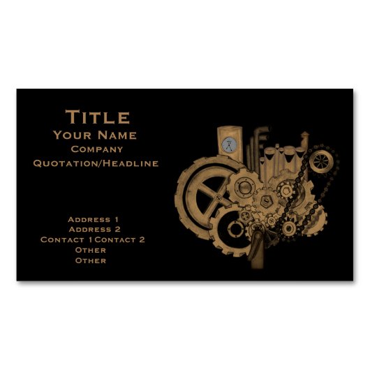Steampunkmachines (Brassy) Visitekaartje Magneet (Voorkant)